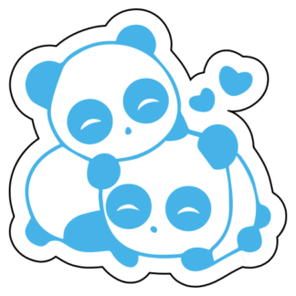 Cute Panda Couple In Love Sticker (Baby Blue)